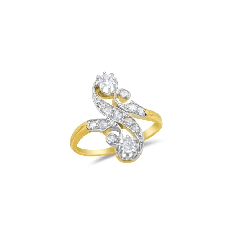 Yellow Gold Antique Swirl Ring- Size 7.5 made by Meira T