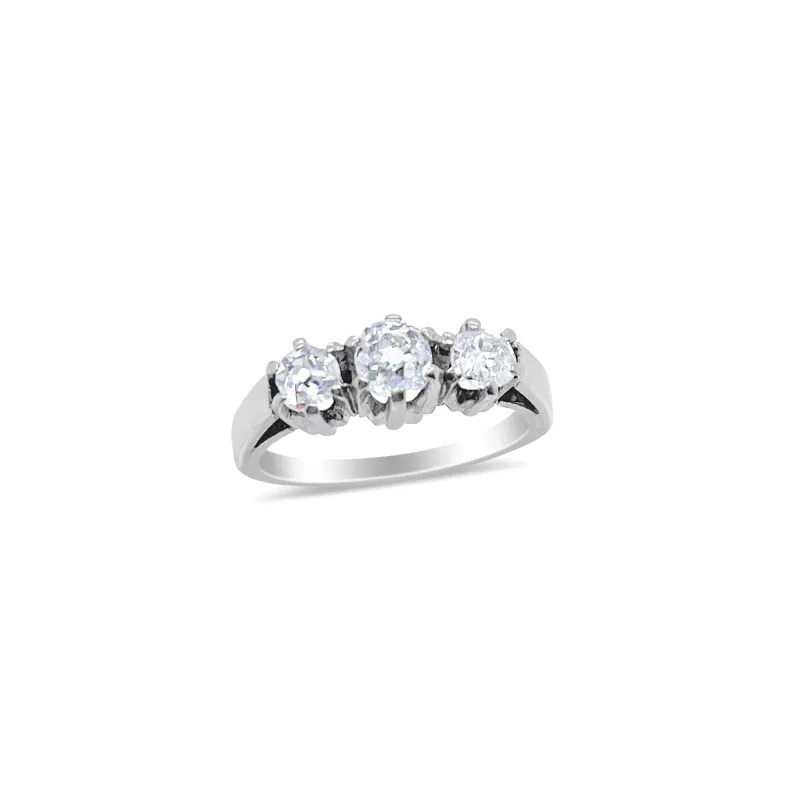 Triple Stone Antique Diamond ring- Size 4.5 sold by Meira T