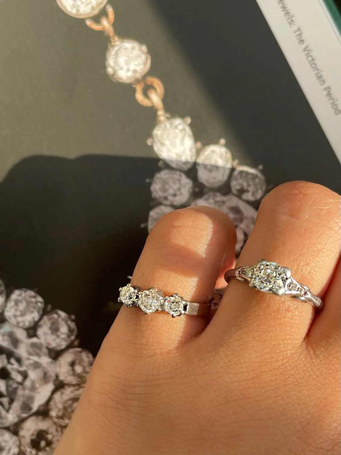 Triple Stone Antique Diamond ring- Size 4.5 sold by Meira T product image thumbnail 2