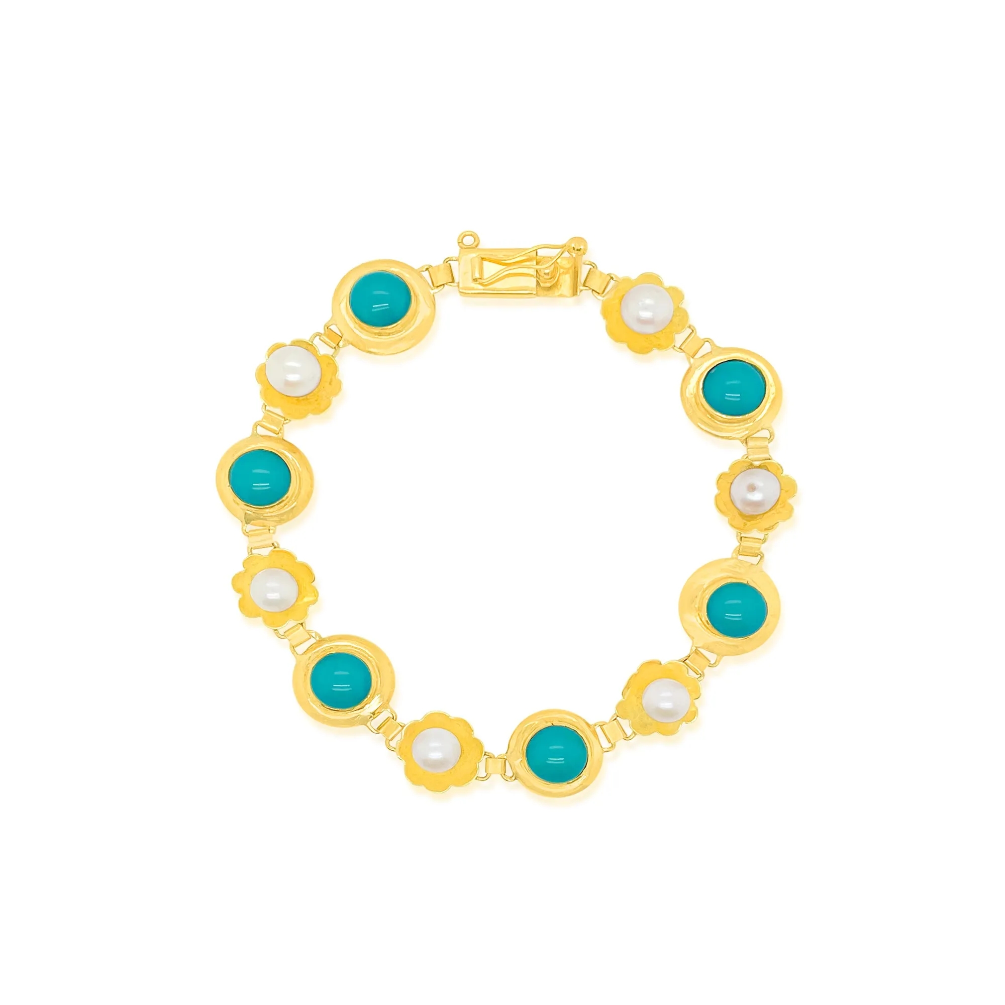 Turquoise and Pearl Antique Bracelet sold by Meira T