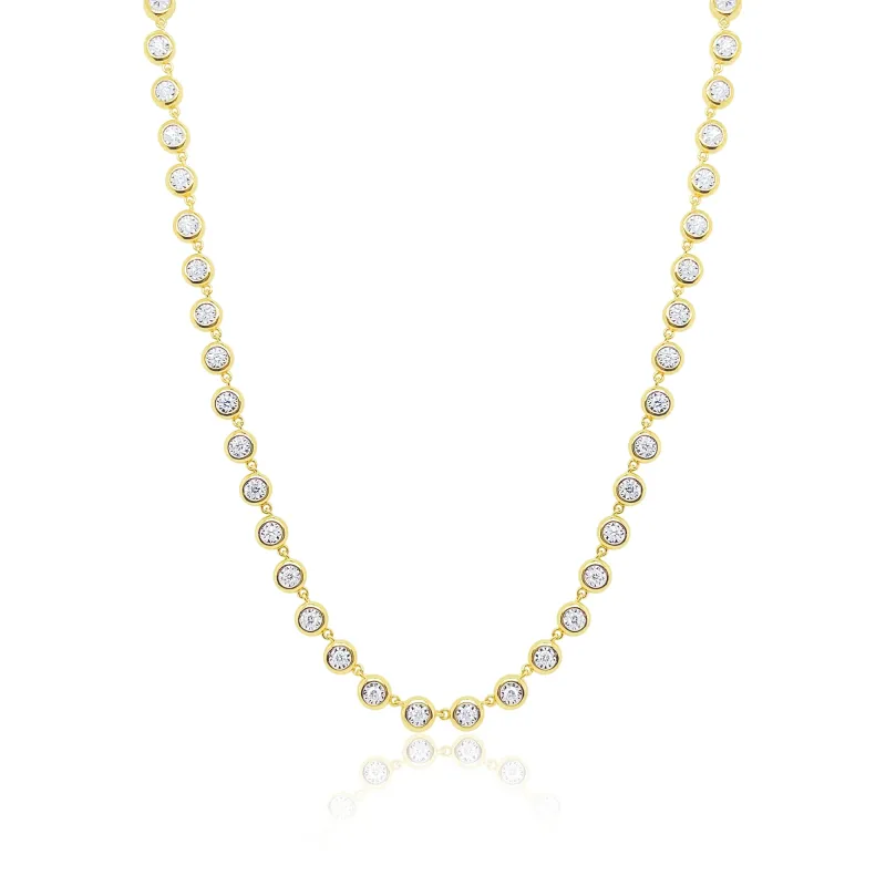 Yellow Gold Bezel Set Tennis Illusion Necklace- Online Exclusive sold by Meira T