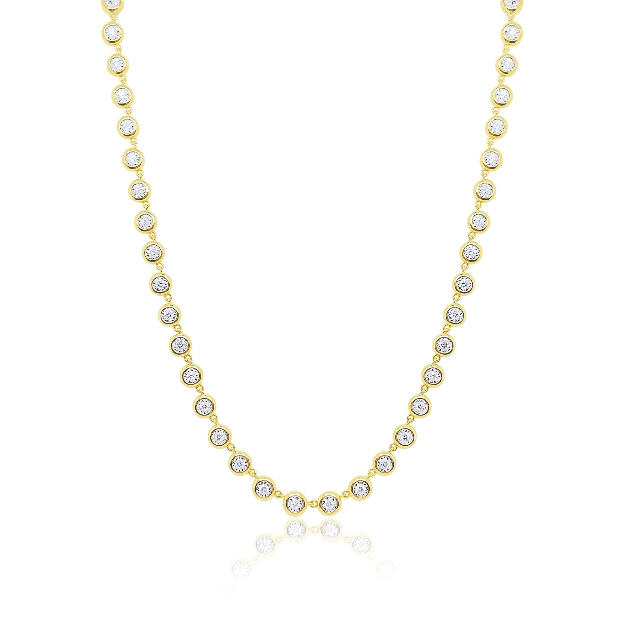 Yellow Gold Bezel Set Tennis Illusion Necklace- Online Exclusive sold by Meira T