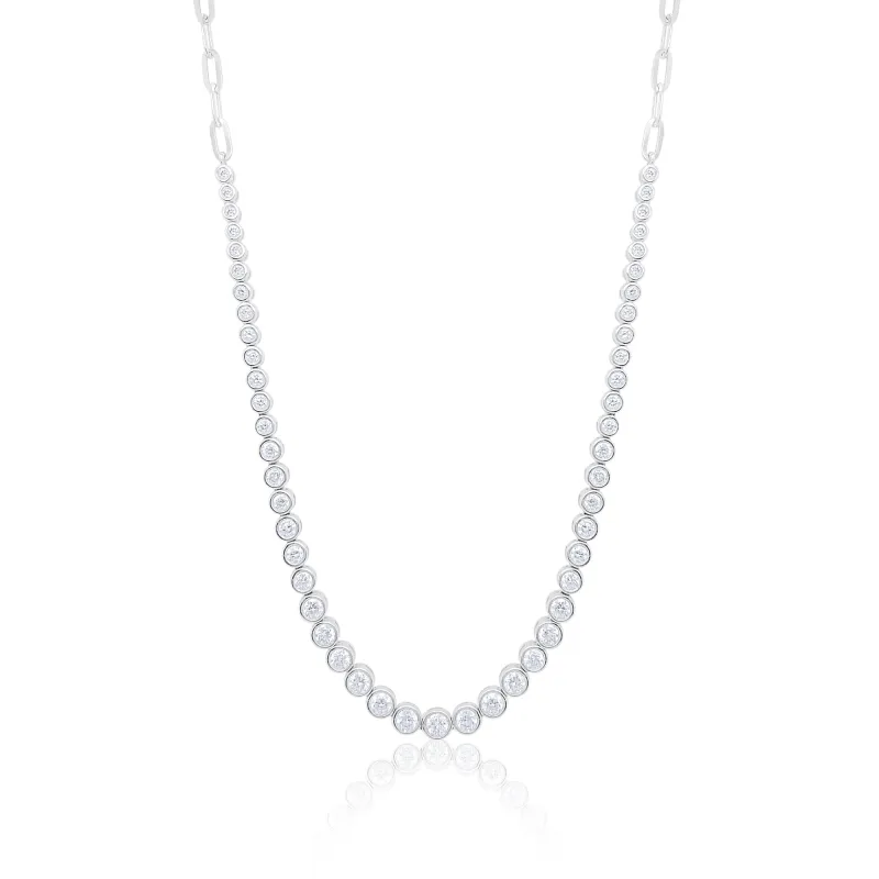 Bezel Set White Gold Tennis Necklace sold by Meira T