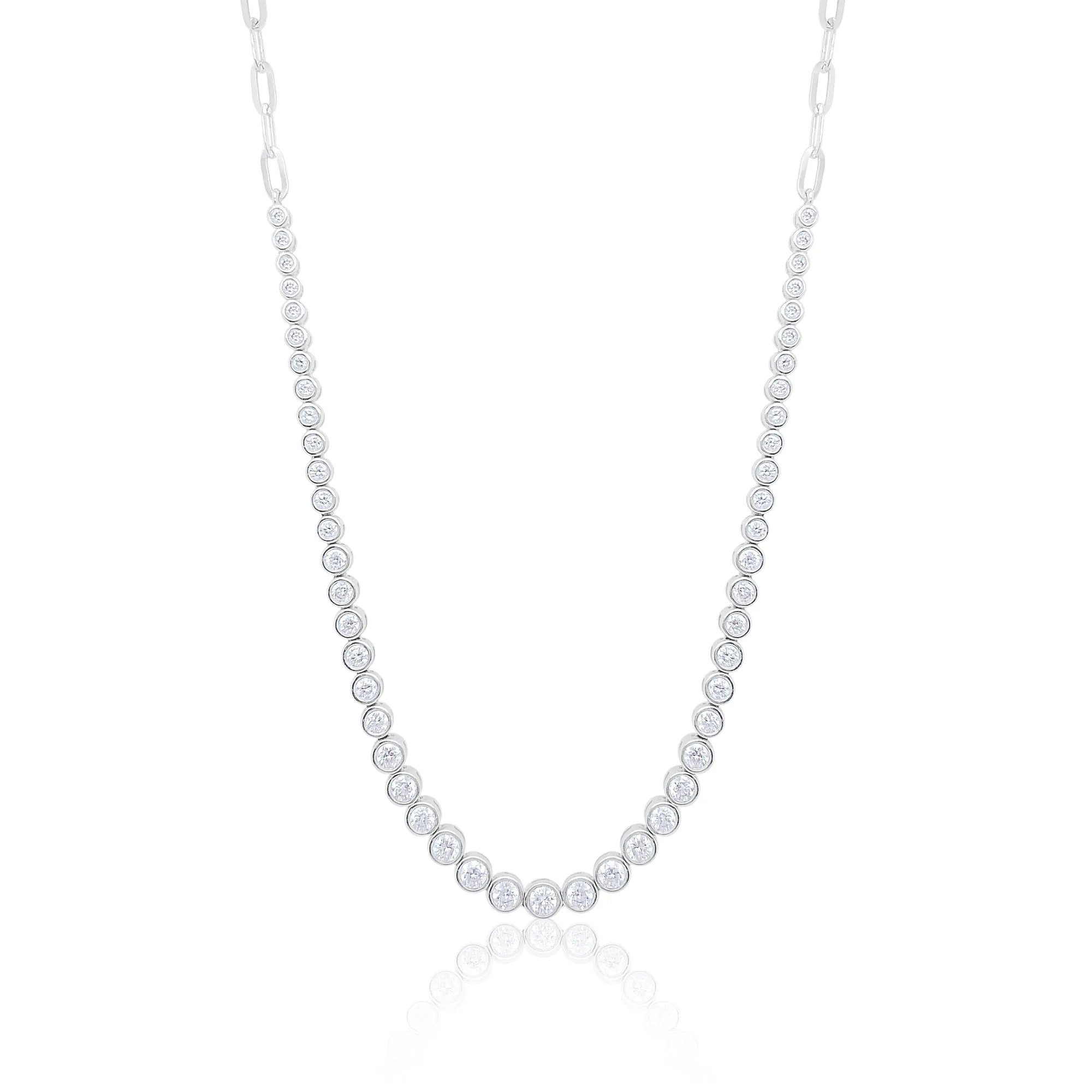 Bezel Set White Gold Tennis Necklace sold by Meira T