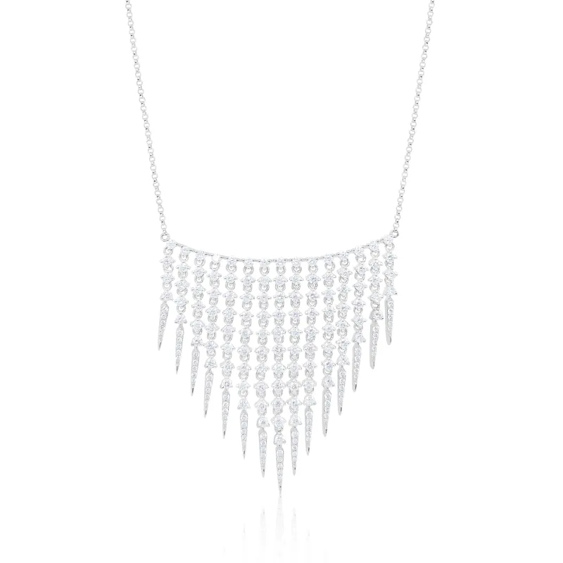 White Gold Diamond Encrusted Fringe Necklace- Online Exclusive sold by Meira T