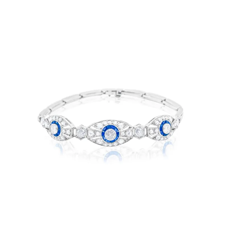 18k white Gold Antique Bracelet Circa 1920 sold by Meira T
