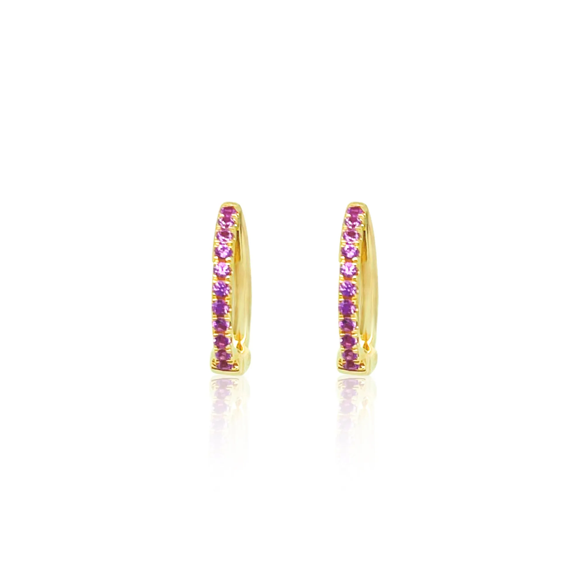 Pink Sapphire Hoops in 14kt Yellow Gold sold by Meira T