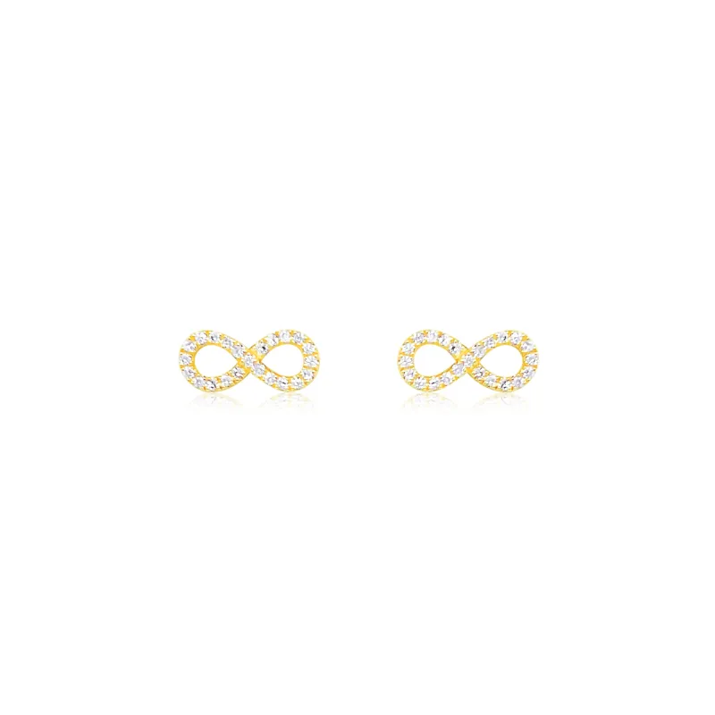 Infinity Symbol Diamond Studs 14kt Yellow Gold sold by Meira T