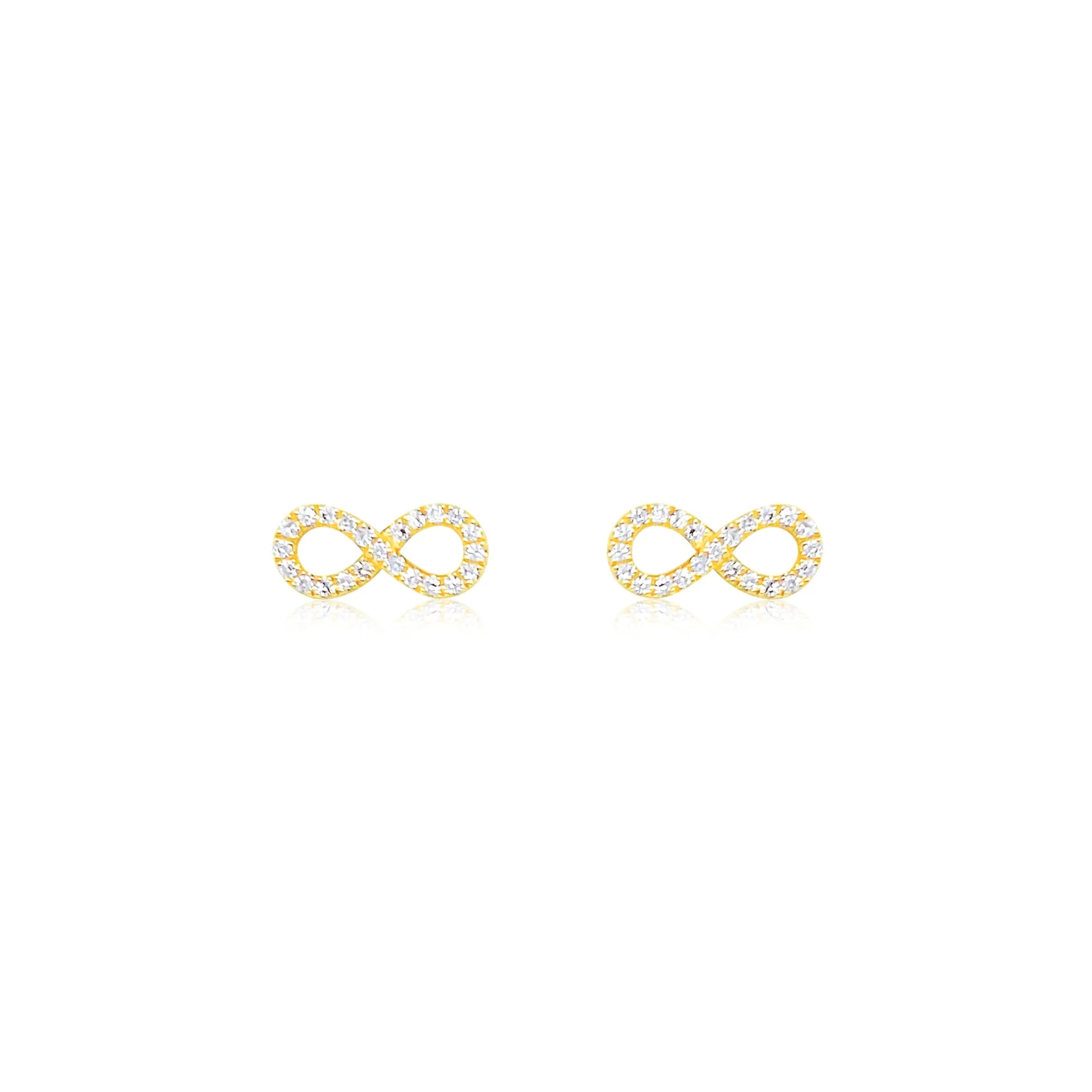 Infinity Symbol Diamond Studs 14kt Yellow Gold sold by Meira T
