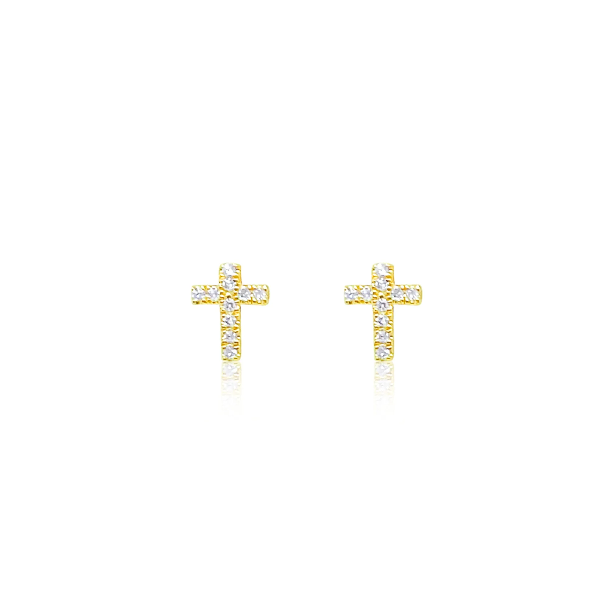 Cross Studs in Yellow Gold and Diamonds ONLINE EXCLUSIVE sold by Meira T