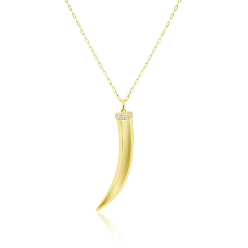 Yellow Gold Horn Necklace High Polished-Online Exclusive sold by Meira T