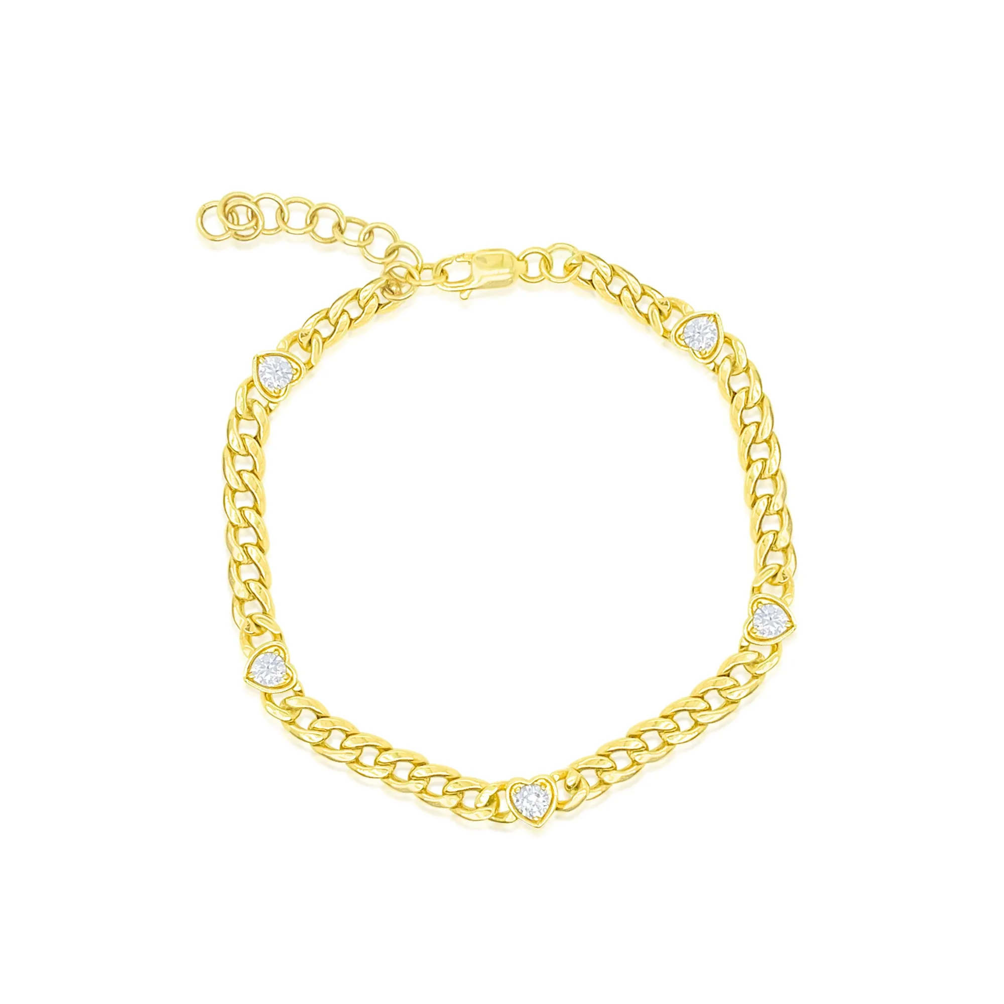 Yellow Gold Cuban Heart Bracelet sold by Meira T