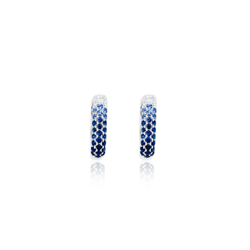 Ombre Blue Sapphire 14kt White Gold Huggies ONLINE EXCLUSIVE sold by Meira T