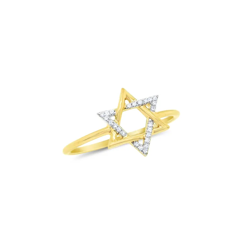 14kt Textured Yellow Gold and Diamond Jewish Star Ring ONLINE EXCLUSIVE sold by Meira T