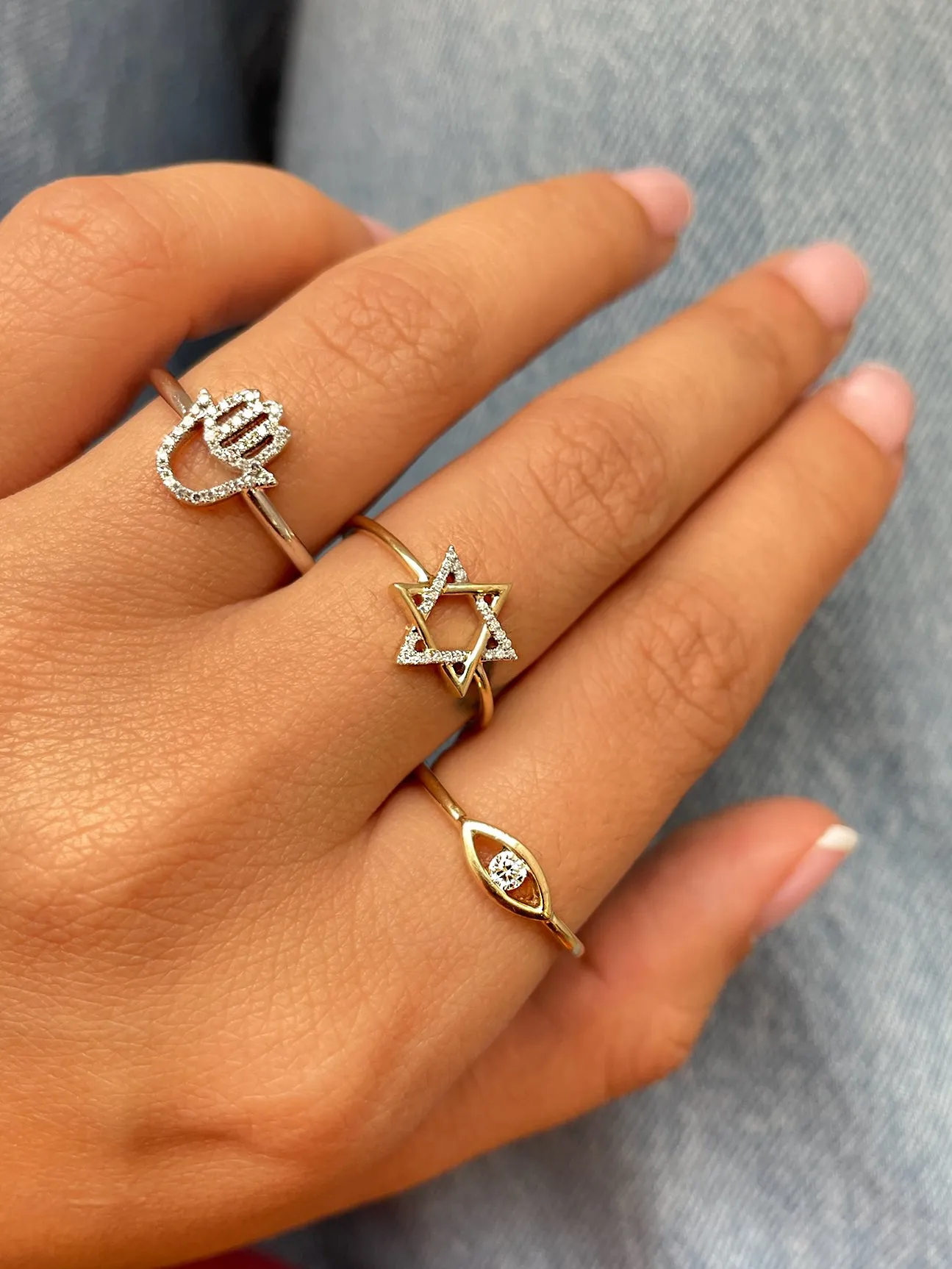 Diamond Hamsa Ring sold by Meira T product image thumbnail 2