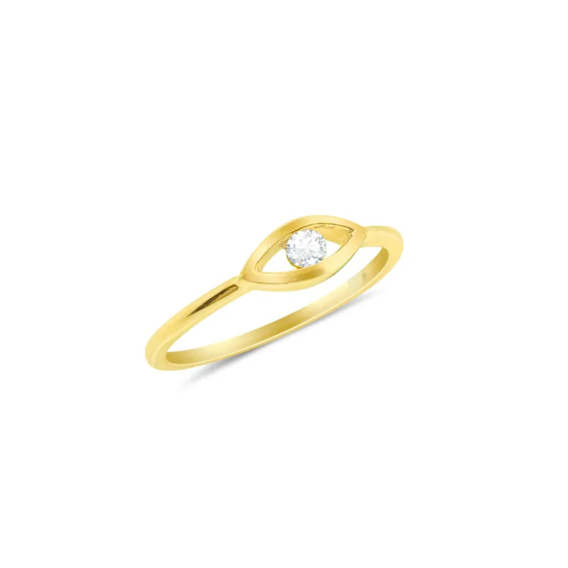 14kt Yellow Gold Delicate Evil Eye Diamond Ring ONLINE EXCLUSIVE sold by Meira T
