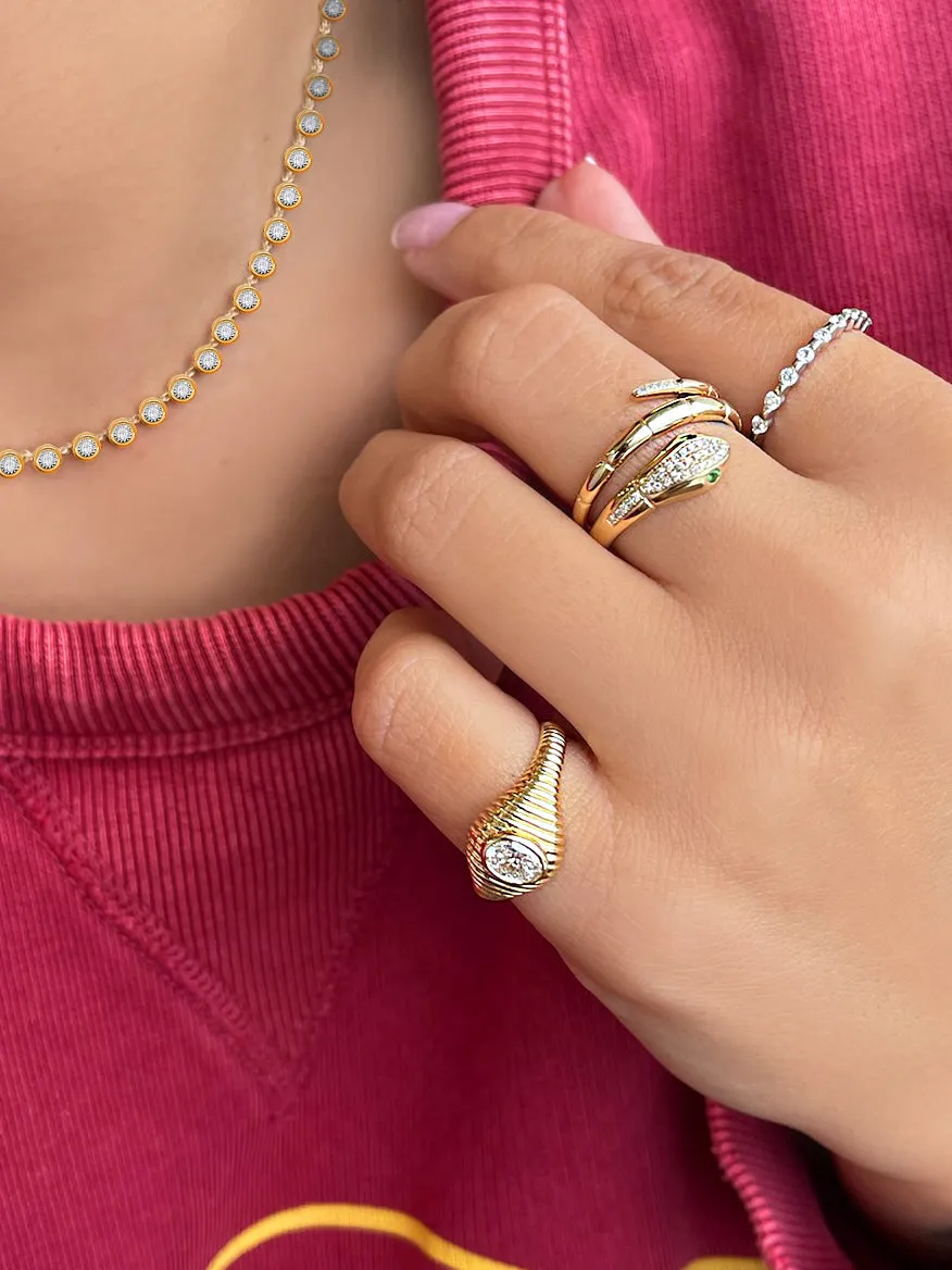 Oval Cut Signet Textured Ring sold by Meira T product image thumbnail 3