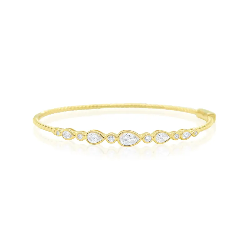 14kt Yellow Gold Pear Shape Diamond Bangle ONLINE EXCLUSIVE sold by Meira T