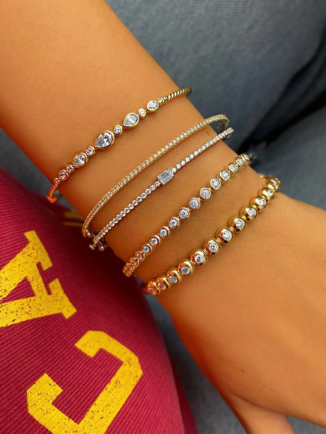 14kt Yellow Gold Pear Shape Diamond Bangle ONLINE EXCLUSIVE sold by Meira T product image thumbnail 3