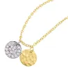 Meira T Silver and Diamond  Double Disc Necklace sold by Meira T