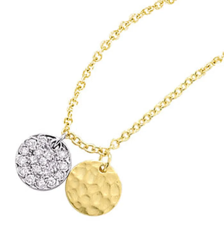 Meira T Silver and Diamond  Double Disc Necklace sold by Meira T