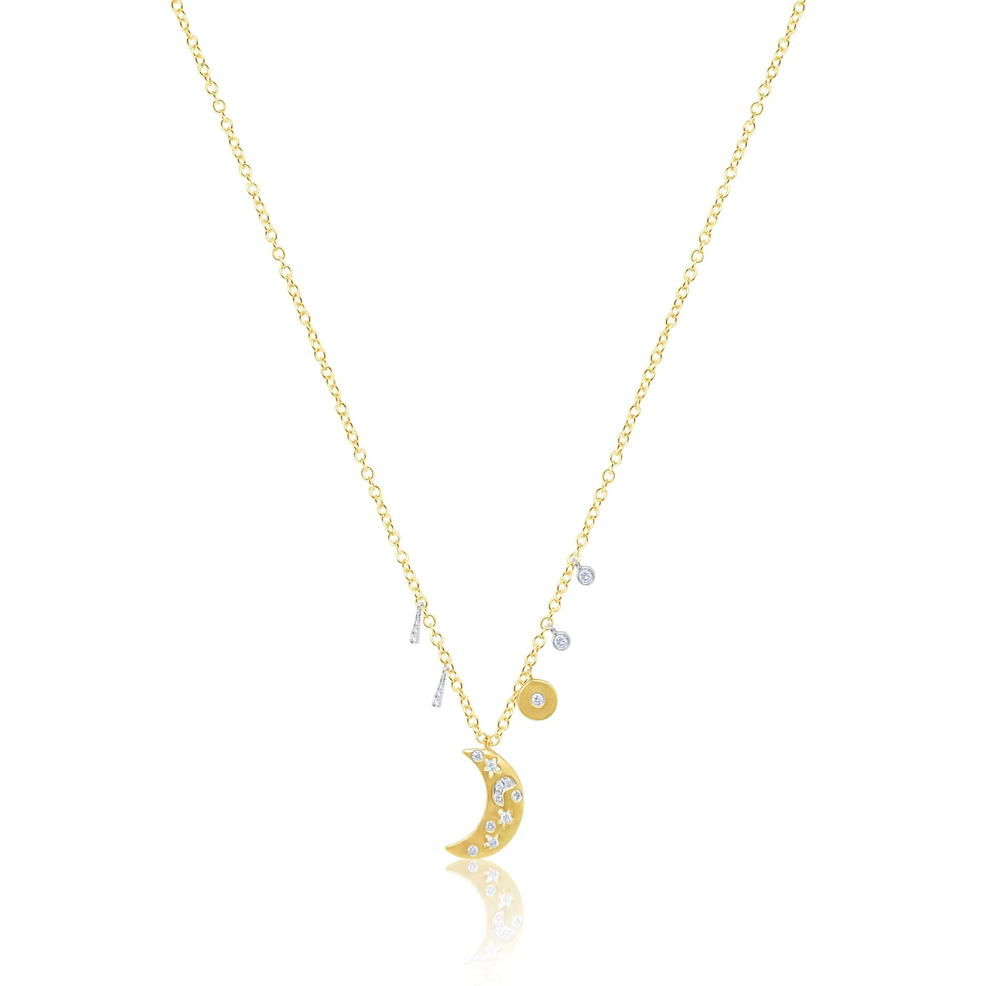 Silver Diamond and Moon Necklace With Charms sold by Meira T