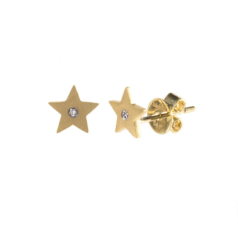 Yellow Gold Star Studs with Diamonds Mix and Match sold by Meira T