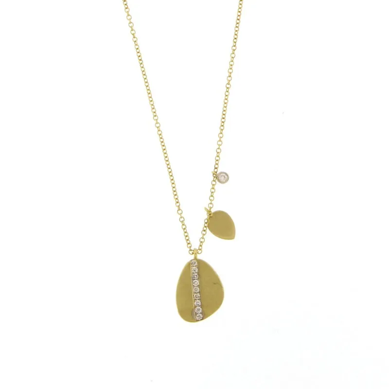 Meira T Silver and Diamond Disc Charm Necklace with Diamond Stripe and Charms sold by Meira T