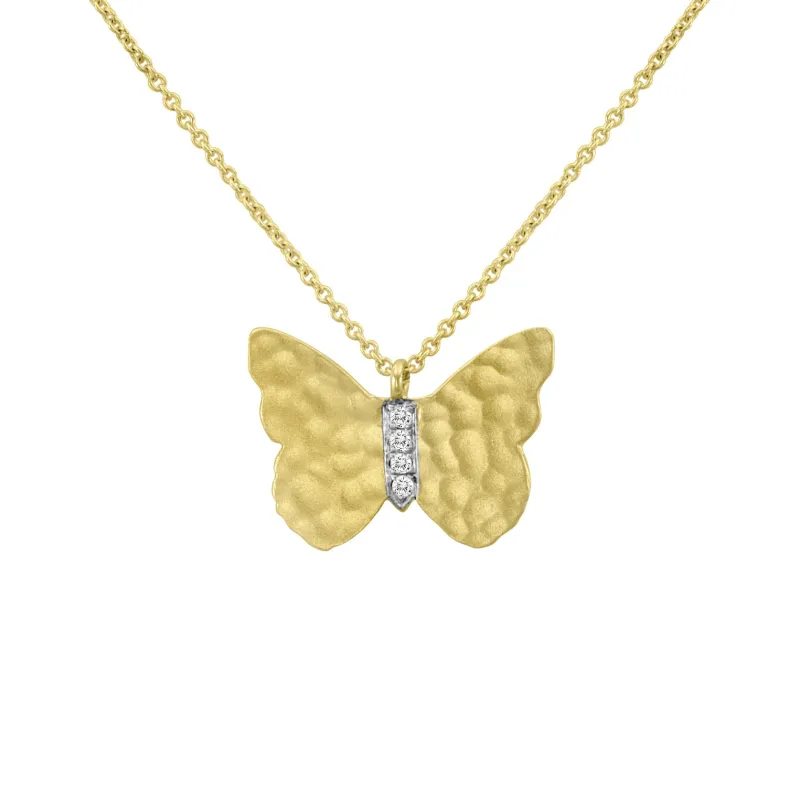 Butterfly Necklace in Silver and Diamonds by Meira T sold by Meira T