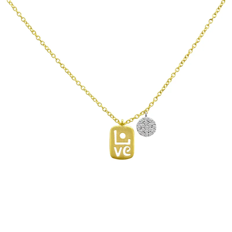 Meira T Silver and Diamond Love Charm Necklace sold by Meira T