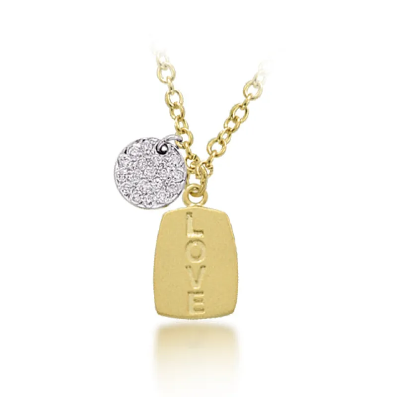 Meira T Silver and Diamond Love Charm Necklace sold by Meira T
