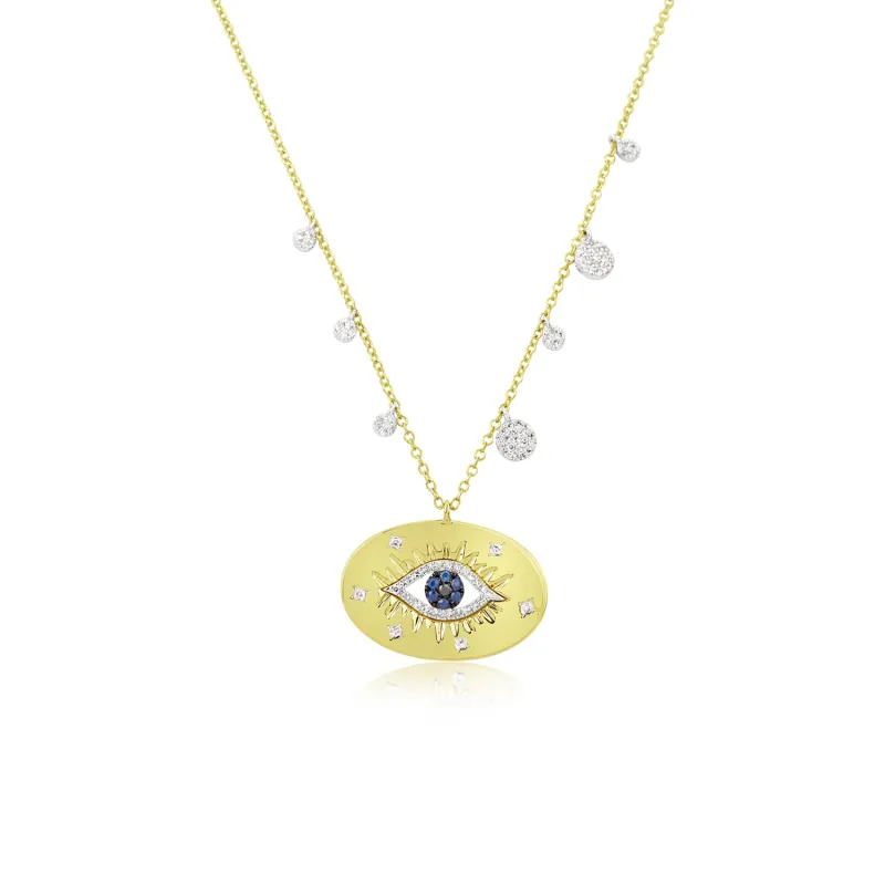 Meira T Silver and Diamond  Evil Eye Necklace Blue Sapphire sold by Meira T