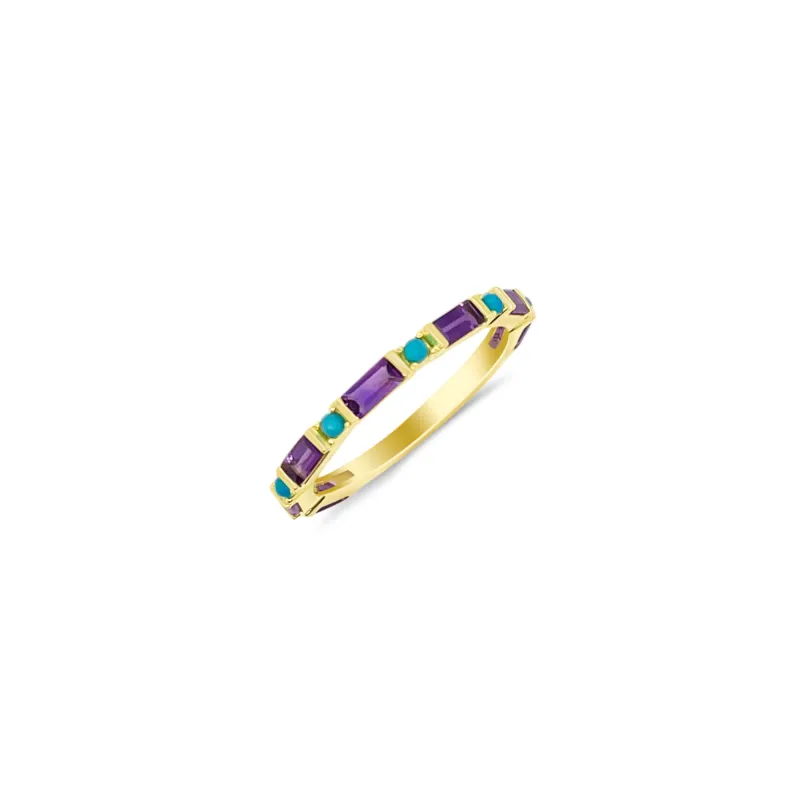 Yellow Gold Amethyst and Turquoise Ring- Online Exclusive sold by Meira T