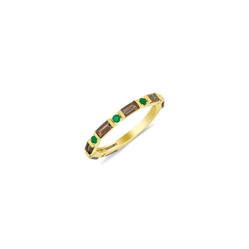 Yellow Gold Smokey Topaz Emerald Ring- Online Exclusive sold by Meira T