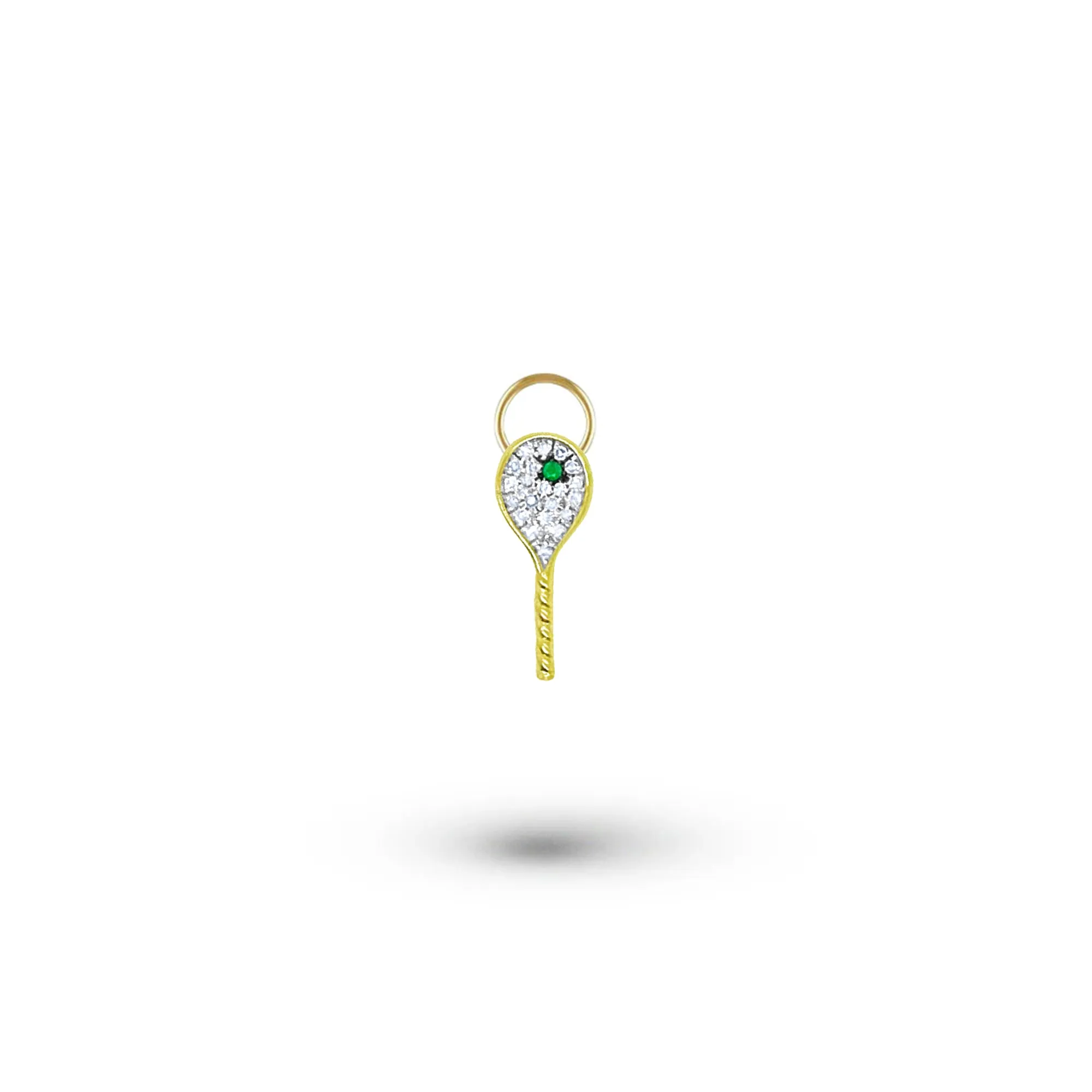 Tennis Racket Emerald Hoop Charm sold by Meira T