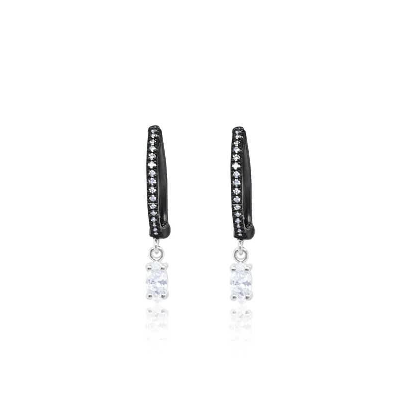 Black Rhodium Diamond Charm Huggies sold by Meira T