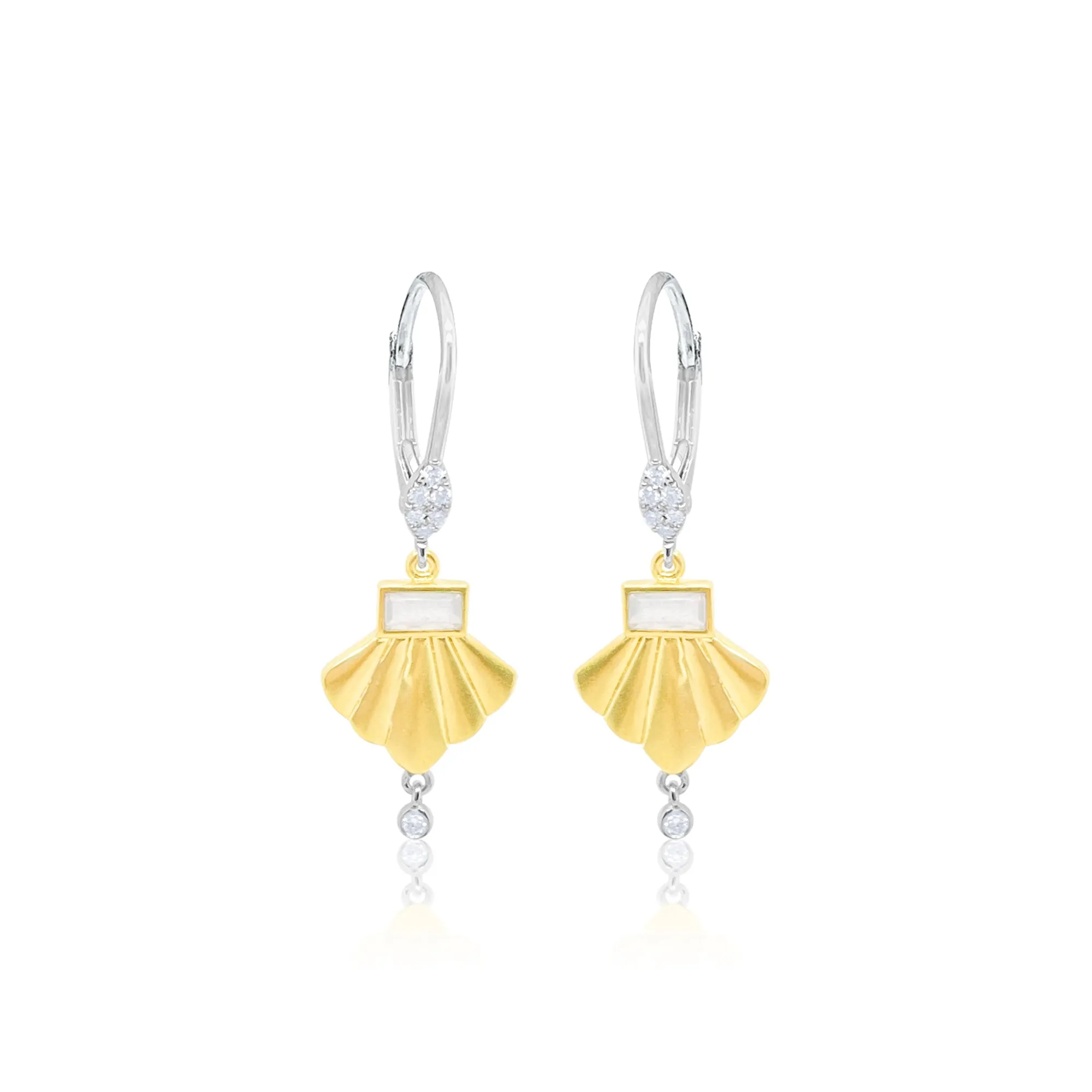 Brushed Gold Moonstone Earrings 14kt Yellow Gold sold by Meira T