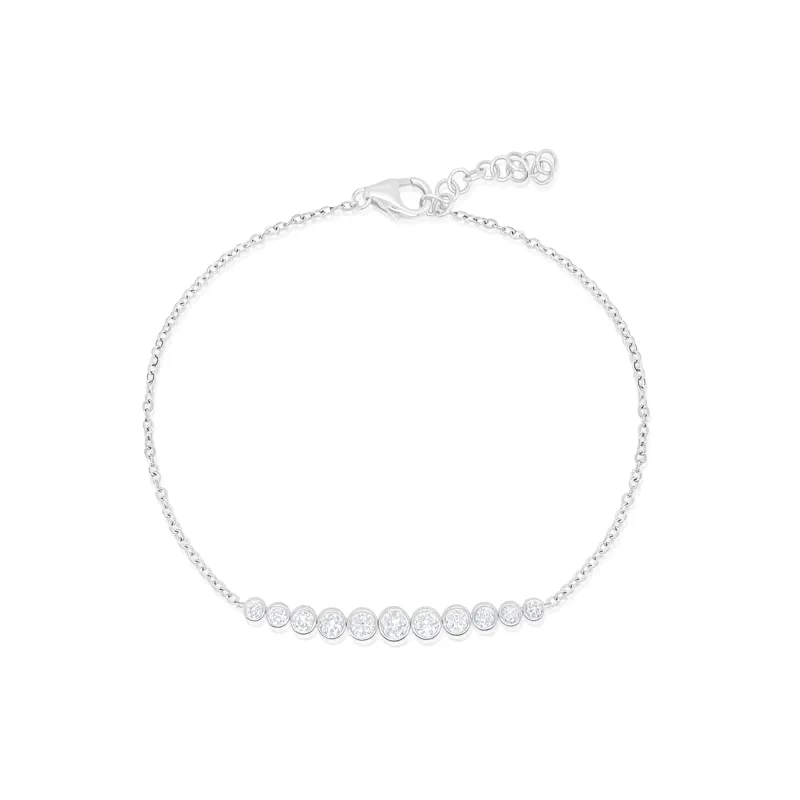 White Gold Flexible Bezel Set Bar Bracelet- ONLINE Exclusive made by Meira T