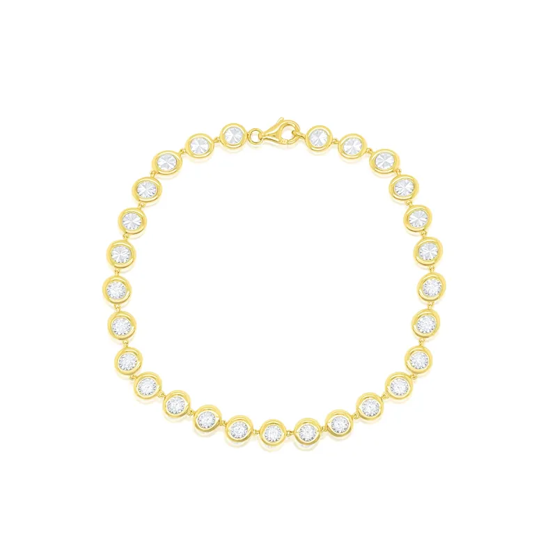 Yellow Gold Bezel Set Tennis Bracelet- ONLINE EXCLUSIVE sold by Meira T