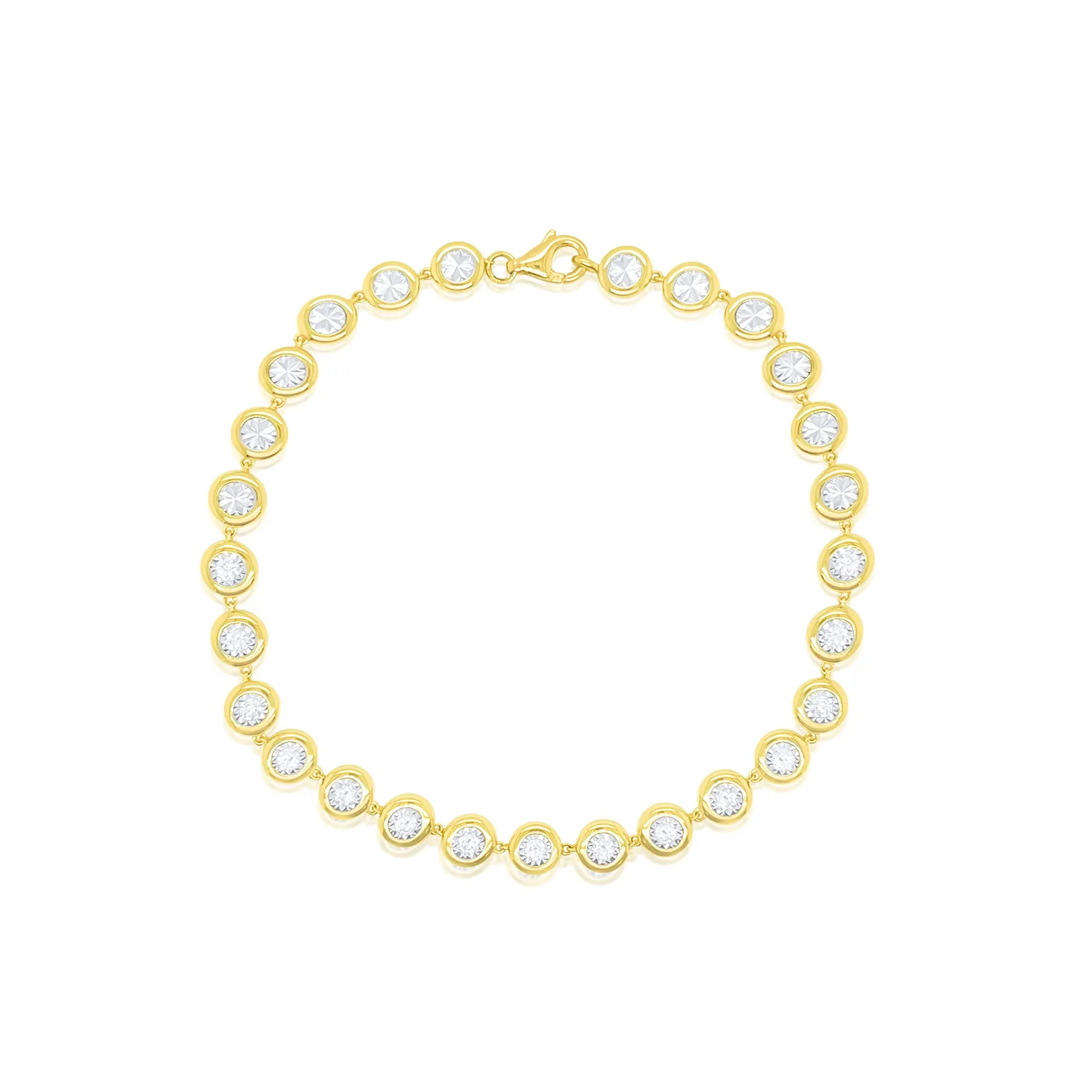 Yellow Gold Bezel Set Tennis Bracelet- ONLINE EXCLUSIVE sold by Meira T