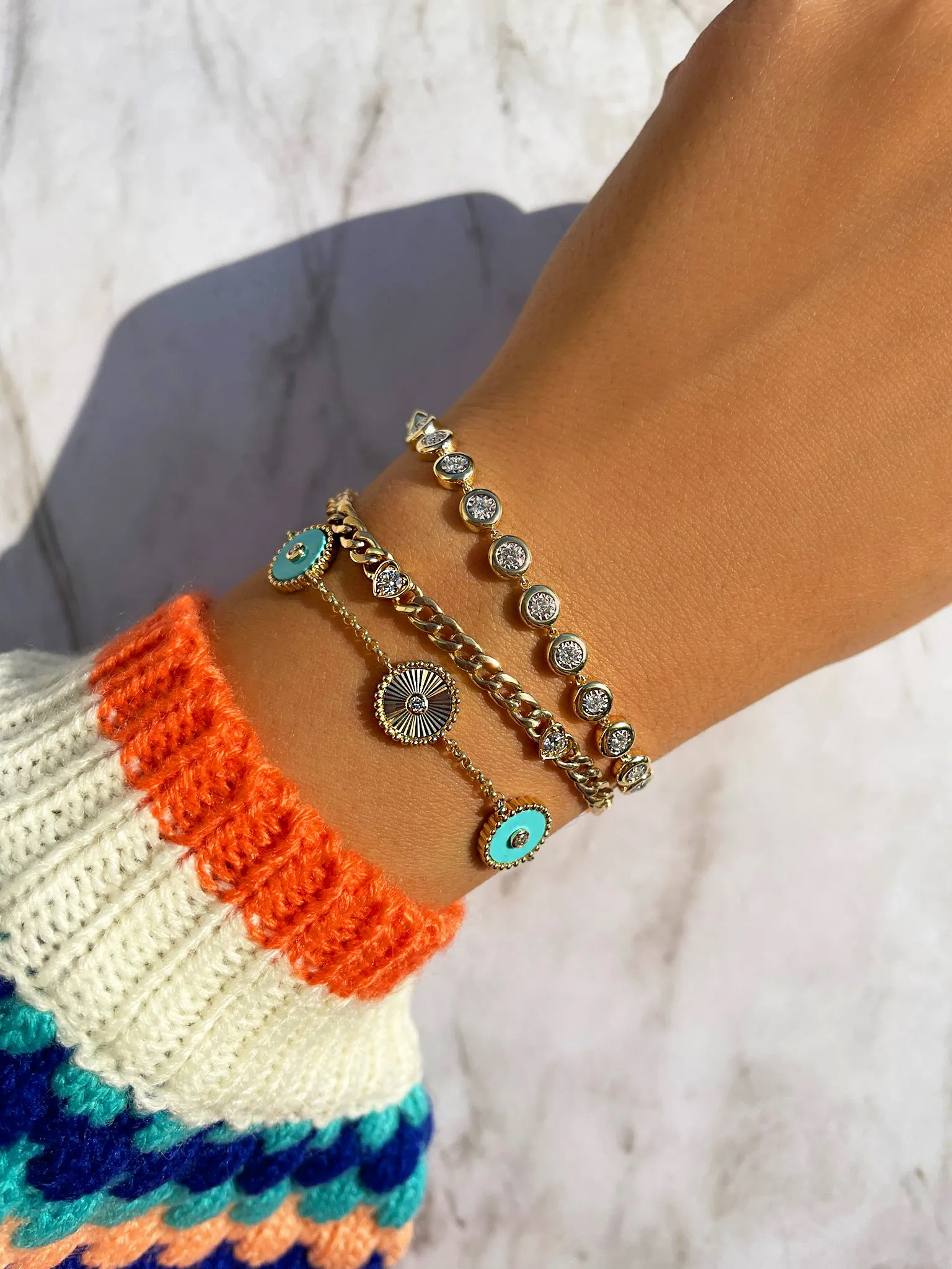 Yellow Gold Bezel Set Tennis Bracelet- ONLINE EXCLUSIVE sold by Meira T product image thumbnail 2