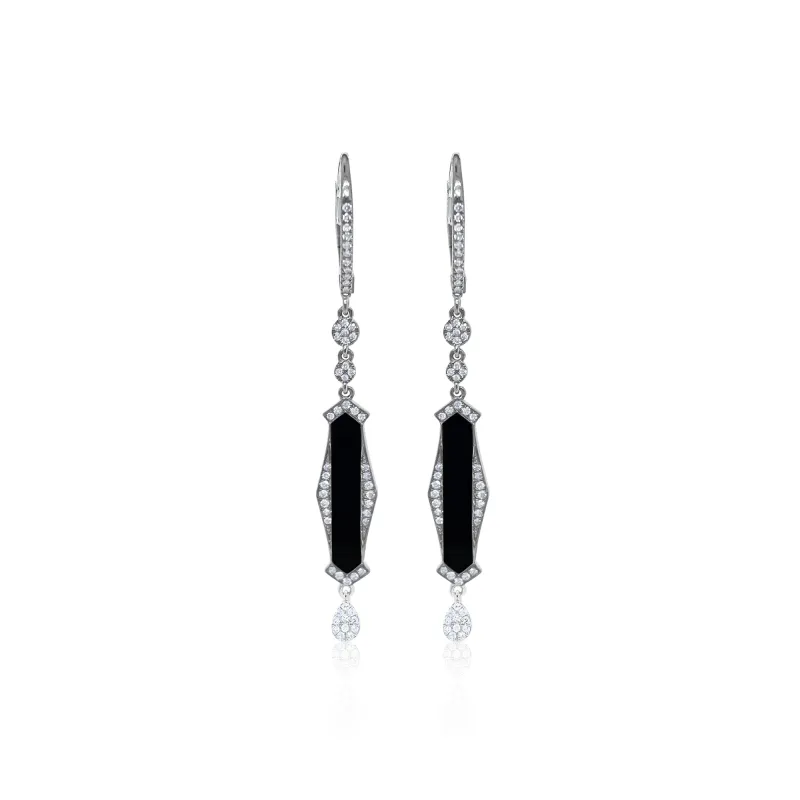 Black Rhodium .27 Ct Diamond Drop Earrings sold by Meira T