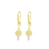 14 Kt Yellow Gold .05 Ct Diamond Flower Drop Earrings sold by Meira T