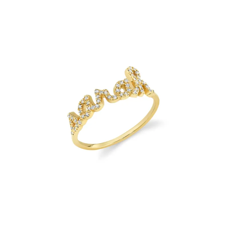 Name Script Yellow Gold Diamond Ring sold by Meira T