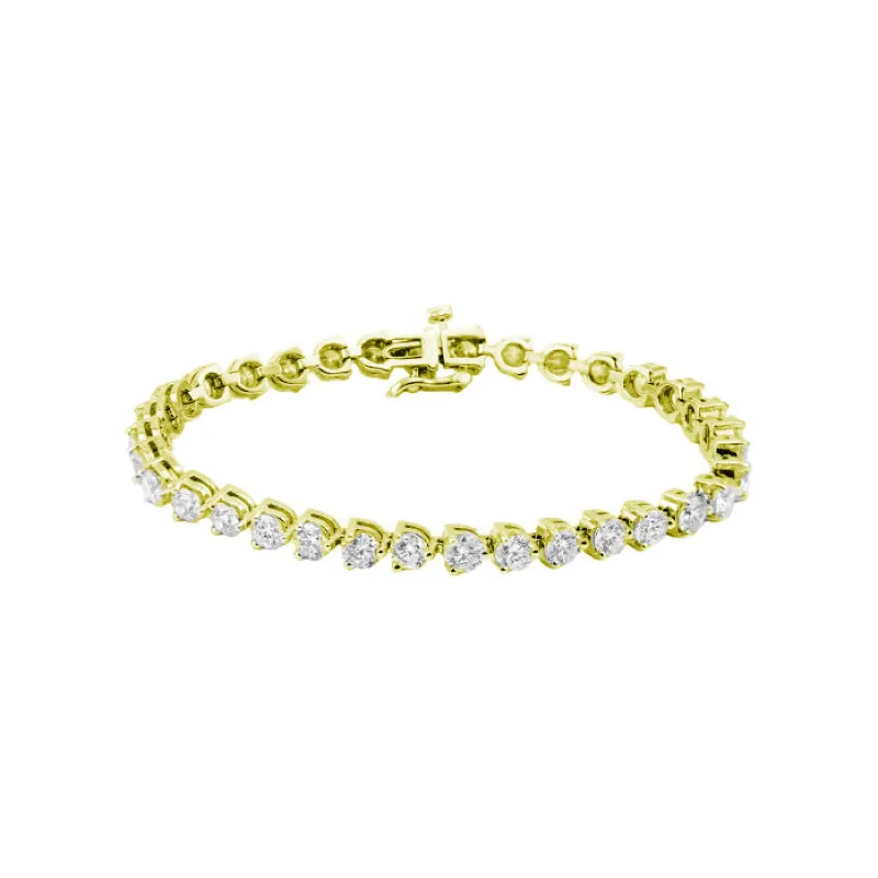 6.6 carat Yellow Gold Three Prong Lab Grown Diamond Tennis Bracelet sold by Meira T