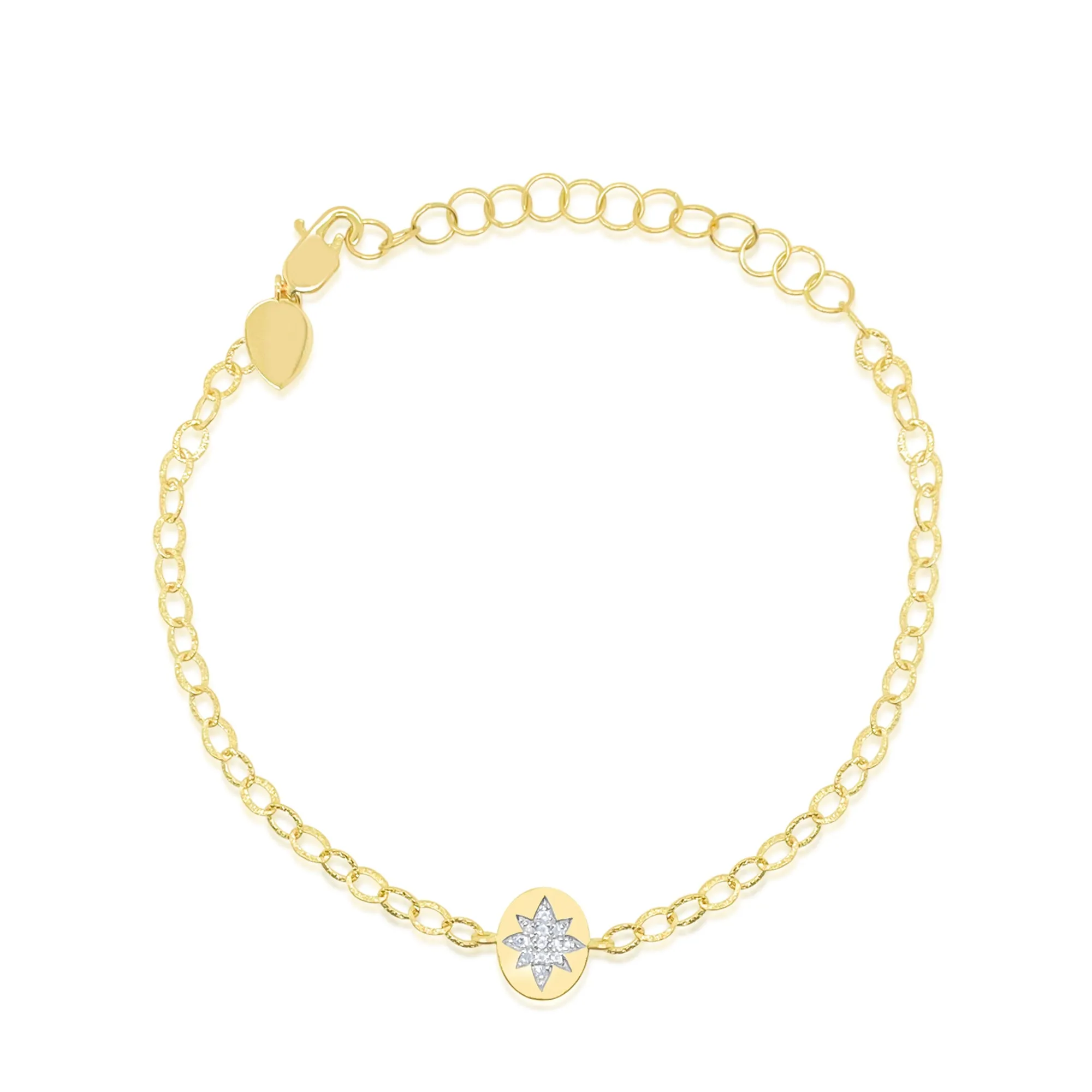 Yellow Gold Diamond Starburst Disc Bracelet sold by Meira T
