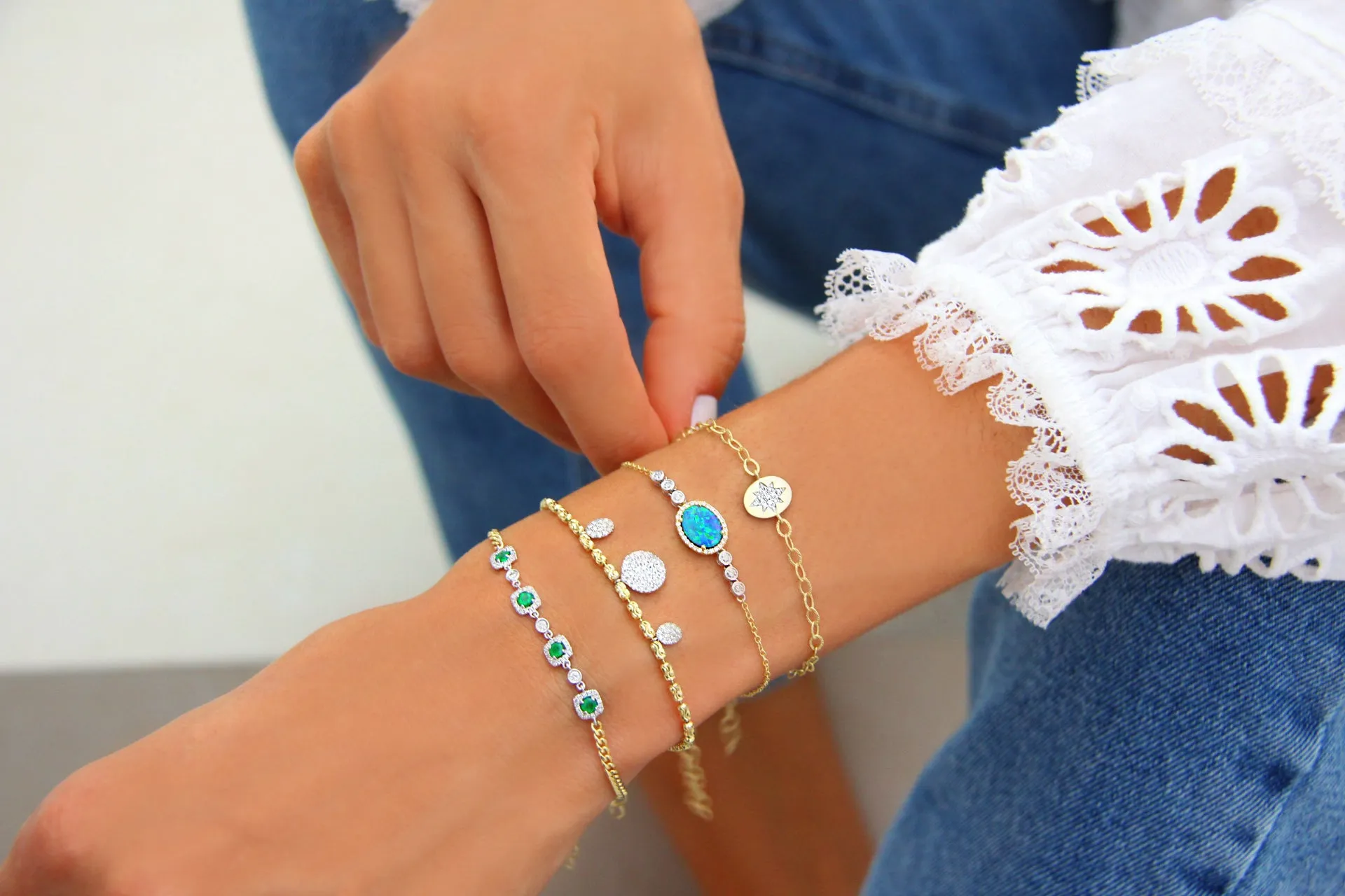 Yellow Gold Diamond Starburst Disc Bracelet sold by Meira T product image thumbnail 2