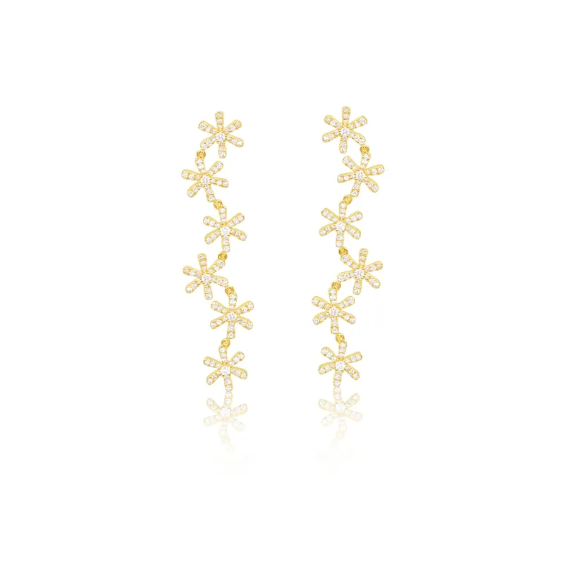 Diamond Flower Drop Earrings sold by Meira T