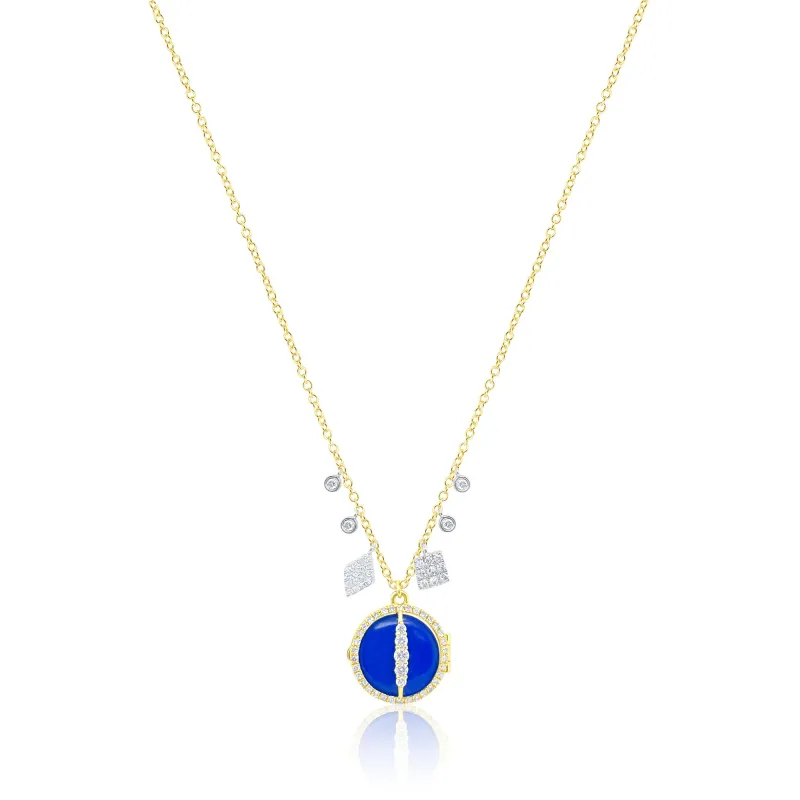 Lapis and Yellow Gold Gemstone Locket Necklace sold by Meira T