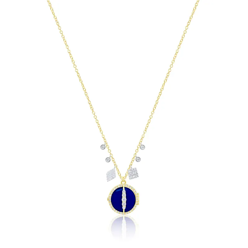 Blue Sapphire and Yellow Gold Gemstone Locket Necklace sold by Meira T